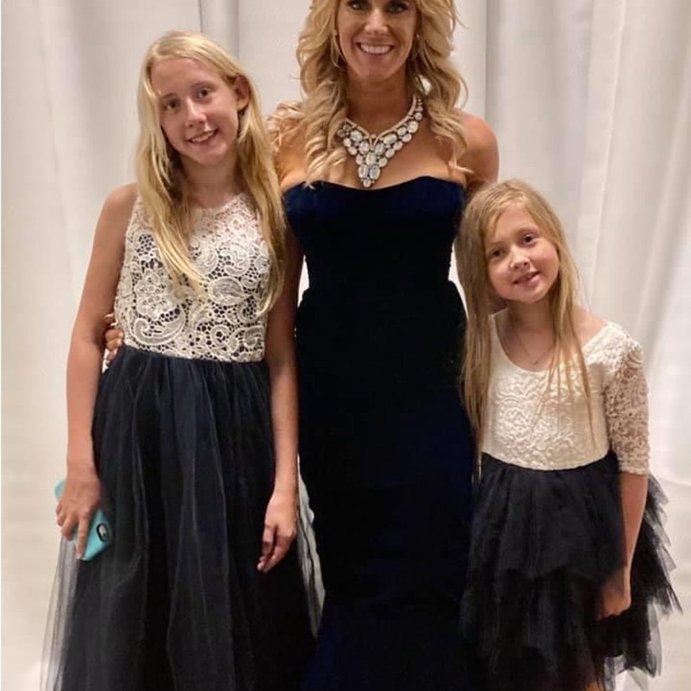 Royal blue velvet Sherri Hill Couture Gown. Like new condition.